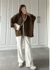 Kahve Oversize Tensel Gömlek