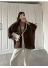 Kahve Oversize Tensel Gömlek