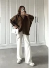 Kahve Oversize Tensel Gömlek