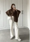 Kahve Oversize Tensel Gömlek