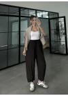 Kahve Paça Lastikli Basic Eşofman Altı