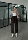 Kahve Paça Lastikli Basic Eşofman Altı