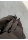 Kahve Vatkalı Kısa Blazer Ceket