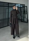 Kahve Vatkalı Kısa Blazer Ceket