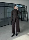 Kahve Vatkalı Kısa Blazer Ceket