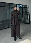 Kahve Vatkalı Kısa Blazer Ceket