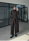 Kahve Vatkalı Kısa Blazer Ceket
