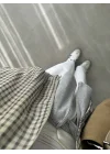 Kareli Dik Yaka Haki Bomber Ceket