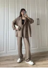 Krinkıl Oversize Vizon Ceket Takım