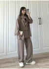Krinkıl Oversize Vizon Ceket Takım