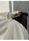 Kruvaze Kısa Astarlı Krem Bomber Ceket