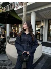 Kuşaklı Koyu Denim Takım