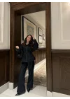 Kuşaklı Koyu Denim Takım