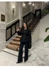 Kuşaklı Koyu Denim Takım