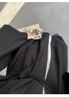 Kuşaklı Tam Boy Siyah Kimono