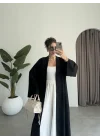 Kuşaklı Tam Boy Siyah Kimono
