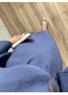 Laila Tensel Basic Kuşaklı İndigo Elbise