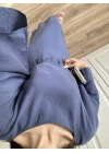 Laila Tensel Basic Kuşaklı İndigo Elbise