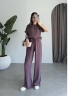 Lea Tensel Bordo Basic Bluz Takım