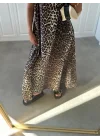 Leopar Askılı Oversize Elbise