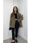 Leopar Astarlı Oversize Blazer Ceket