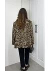 Leopar Astarlı Oversize Blazer Ceket