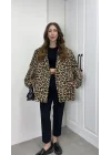 Leopar Astarlı Oversize Blazer Ceket