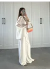 Line V Yaka Oversize Beyaz Gömlek