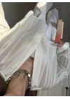 Line V Yaka Oversize Beyaz Gömlek