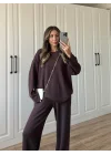 Liza Oysh Kumaş Basic Kahve Takım