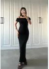 Madonna Siyah Likralı Astarlı Elbise