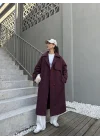 Maison Oversize Astarlı Bordo Trençkot