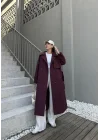 Maison Oversize Astarlı Bordo Trençkot