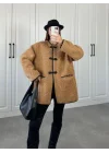 Mango Model Oversize Kahve Peluş Mont