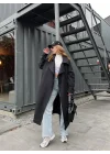 Mango Model Oversize Siyah Trençkot