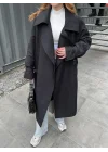 Mango Model Oversize Siyah Trençkot