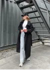 Mango Model Oversize Siyah Trençkot