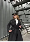 Mango Model Oversize Siyah Trençkot