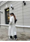 Mango Model Premium Kuşaklı Buz Gri Oversize Kaban