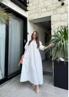 Maxi Önü Bağlamalı Beyaz Elbise