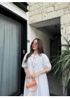 Maxi Önü Bağlamalı Beyaz Elbise