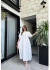 Maxi Önü Bağlamalı Beyaz Elbise