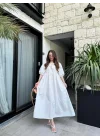 Maxi Önü Bağlamalı Beyaz Elbise