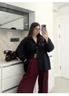 Meka Oversize Premium Siyah Gömlek