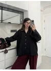 Meka Oversize Premium Siyah Gömlek