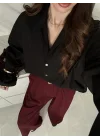 Meka Oversize Premium Siyah Gömlek