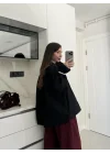 Meka Oversize Premium Siyah Gömlek