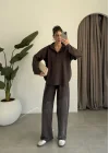 Modal Kumaş Polo Yaka Kahve Takım