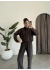 Modal Kumaş Polo Yaka Kahve Takım