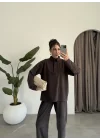 Modal Kumaş Polo Yaka Kahve Takım